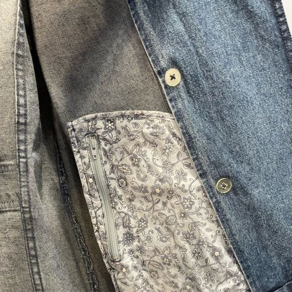 Appleseeds Denim Jacket Double Breasted Cotton Blend Blue Sz Medium Petite - Picture 4 of 7